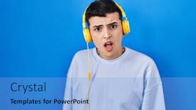  Presentation with person listening - Slide deck enhanced with non-binary-person-listening background and a light blue colored foreground