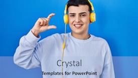  Presentation with person listening - Slides with non-binary-person-listening background and a  colored foreground