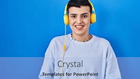  Presentation with person listening - Theme featuring non-binary-person-listening background and a  colored foreground