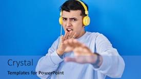  Presentation with person listening - Theme enhanced with non-binary-person-listening background and a light blue colored foreground