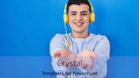  Presentation with person listening - Presentation theme enhanced with non-binary-person-listening background and a teal colored foreground