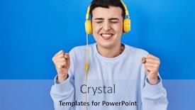  Presentation with person listening - Slides with non-binary-person-listening background and a light blue colored foreground