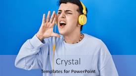  Presentation with person listening - Presentation with non-binary-person-listening background and a light blue colored foreground