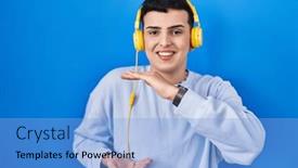  Presentation with person listening - PPT layouts having non-binary-person-listening background and a  colored foreground