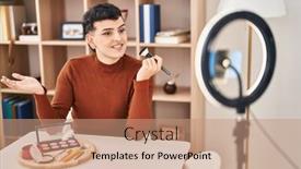  Presentation with non binary - Slide deck featuring non-binary-person-recording-vlog background and a  colored foreground