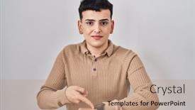  Presentation with non binary - Presentation theme featuring non-binary-person-standing-over background and a coral colored foreground