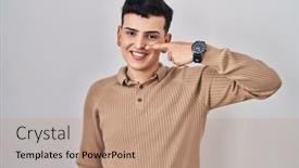  Presentation with non binary - Presentation theme consisting of non-binary-person-standing-over background and a coral colored foreground