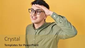  Presentation with non binary - Slides featuring non-binary-person-standing-over background and a  colored foreground