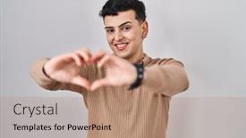  Presentation with non binary - PPT layouts consisting of non-binary-person-standing-over background and a coral colored foreground