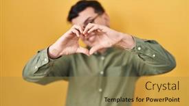  Presentation with non binary - PPT layouts featuring non-binary-person-standing-over background and a gold colored foreground