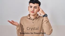  Presentation with non binary - PPT layouts with non-binary-person-standing-over background and a coral colored foreground