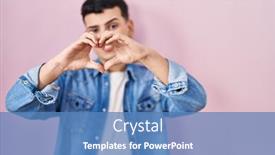  Presentation with non binary - Presentation design featuring non-binary-person-standing-over background and a teal colored foreground