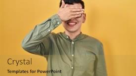  Presentation with non binary - Presentation enhanced with non-binary-person-standing-over background and a yellow colored foreground