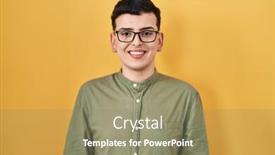  Presentation with non binary - PPT theme with non-binary-person-standing-over background and a coral colored foreground