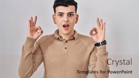  Presentation with non binary - Presentation theme featuring non-binary-person-standing-over background and a coral colored foreground