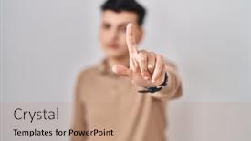  Presentation with non binary - PPT layouts featuring non-binary-person-standing-over background and a coral colored foreground