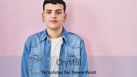  Presentation with pink simple - Presentation design enhanced with non-binary-person-standing-over background and a teal colored foreground