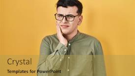  Presentation with illness - Presentation theme featuring non-binary-person-standing-over background and a yellow colored foreground