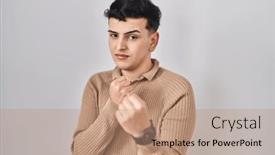  Presentation with fight - PPT layouts consisting of non-binary-person-standing-over background and a  colored foreground