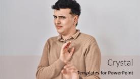  Presentation with non binary - Presentation theme consisting of non-binary-person-standing-over background and a coral colored foreground