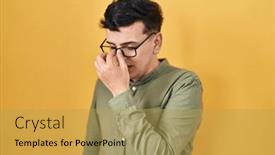  Presentation with stress - Presentation design having non-binary-person-standing-over background and a yellow colored foreground