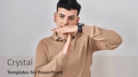  Presentation with non binary - Presentation with non-binary-person-standing-over background and a coral colored foreground