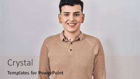  Presentation with non binary - Theme with non-binary-person-standing-over background and a coral colored foreground