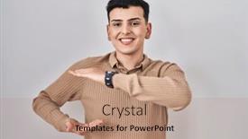  Presentation with non binary - Presentation theme having non-binary-person-standing-over background and a  colored foreground