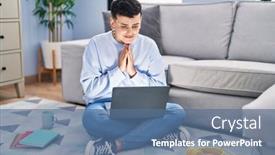  Presentation with non binary - PPT layouts enhanced with non-binary-person-studying-using background and a ocean colored foreground