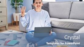  Presentation with non binary - PPT theme with non-binary-person-studying-using background and a ocean colored foreground