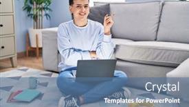  Presentation with non binary - Slide deck featuring non-binary-person-studying-using background and a  colored foreground