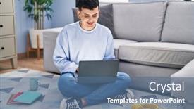  Presentation with non binary - Theme enhanced with non-binary-person-studying-using background and a ocean colored foreground