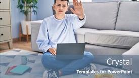  Presentation with non binary - Presentation theme consisting of non-binary-person-studying-using background and a  colored foreground