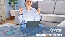  Presentation with non binary - PPT layouts enhanced with non-binary-person-studying-using background and a ocean colored foreground