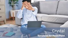  Presentation with stop - Presentation theme enhanced with non-binary-person-studying-using background and a ocean colored foreground