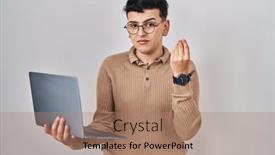  Presentation with non binary - Slide set having non-binary-person-using-computer background and a coral colored foreground