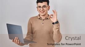  Presentation with successful person - Presentation consisting of non-binary-person-using-computer background and a coral colored foreground