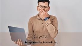  Presentation with sleepiness - Slide deck enhanced with non-binary-person-using-computer background and a coral colored foreground