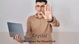  Presentation with sing - Presentation consisting of non-binary-person-using-computer background and a coral colored foreground