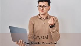  Presentation with salary - Slide deck enhanced with non-binary-person-using-computer background and a coral colored foreground