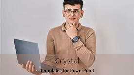  Presentation with non binary - Slide deck with non-binary-person-using-computer and a  colored foreground