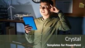  Presentation with non binary - Slides consisting of non-binary-person-using-touchpad background and a gray colored foreground