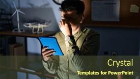  Presentation with non binary - Theme with non-binary-person-using-touchpad background and a tawny brown colored foreground