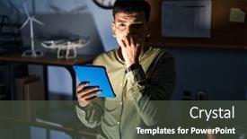  Presentation with anxiety - PPT layouts featuring non-binary-person-using-touchpad background and a dark gray colored foreground