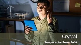  Presentation with italian - Slides with non-binary-person-using-touchpad background and a tawny brown colored foreground