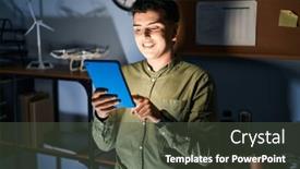  Presentation with non binary - Theme having non-binary-person-using-touchpad and a dark gray colored foreground