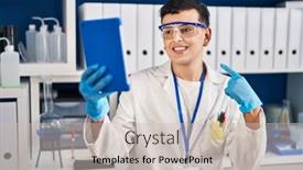  Presentation with non binary - PPT theme having non-binary-person-working background and a soft green colored foreground