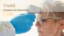  Presentation with covid coronavirus - PPT layouts having non-contact-fever-measurement background and a cream colored foreground