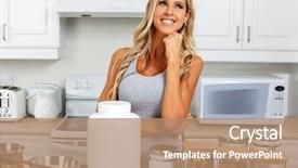 Presentation with gmo - Audience pleasing presentation theme consisting of non gmo - happy girl with protein jar backdrop and a coral colored foreground