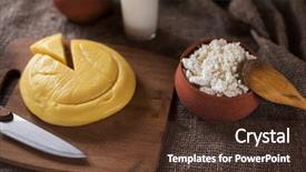  Presentation with milk - Cool new slide set with non gmo - organic milk cottage cheese backdrop and a tawny brown colored foreground